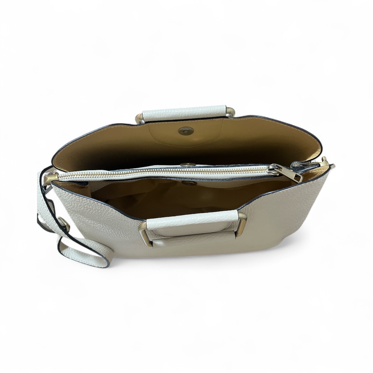Geanta piele PARIS beige 040 - imagine 3