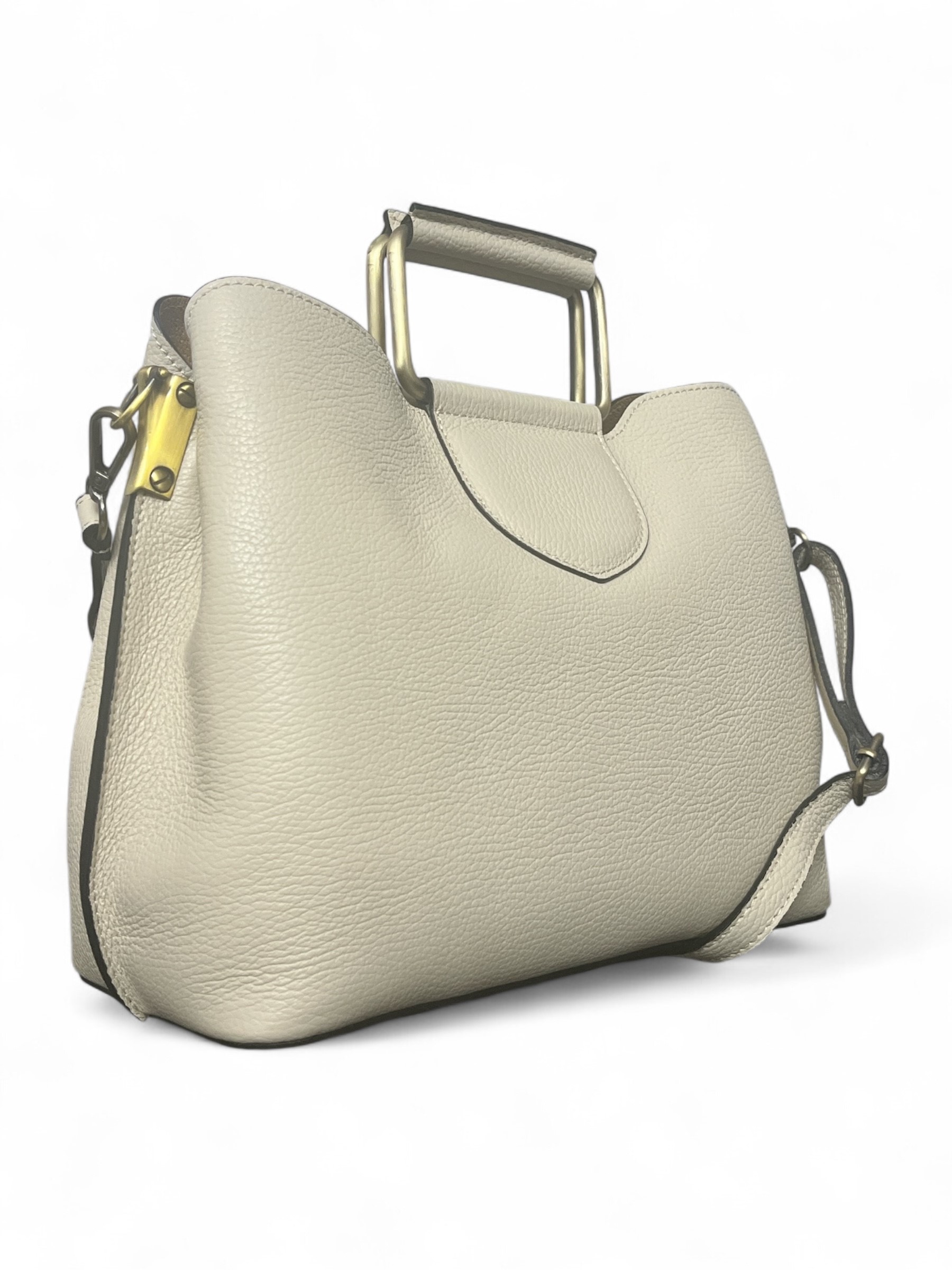 Geanta piele PARIS beige 040 - imagine 5