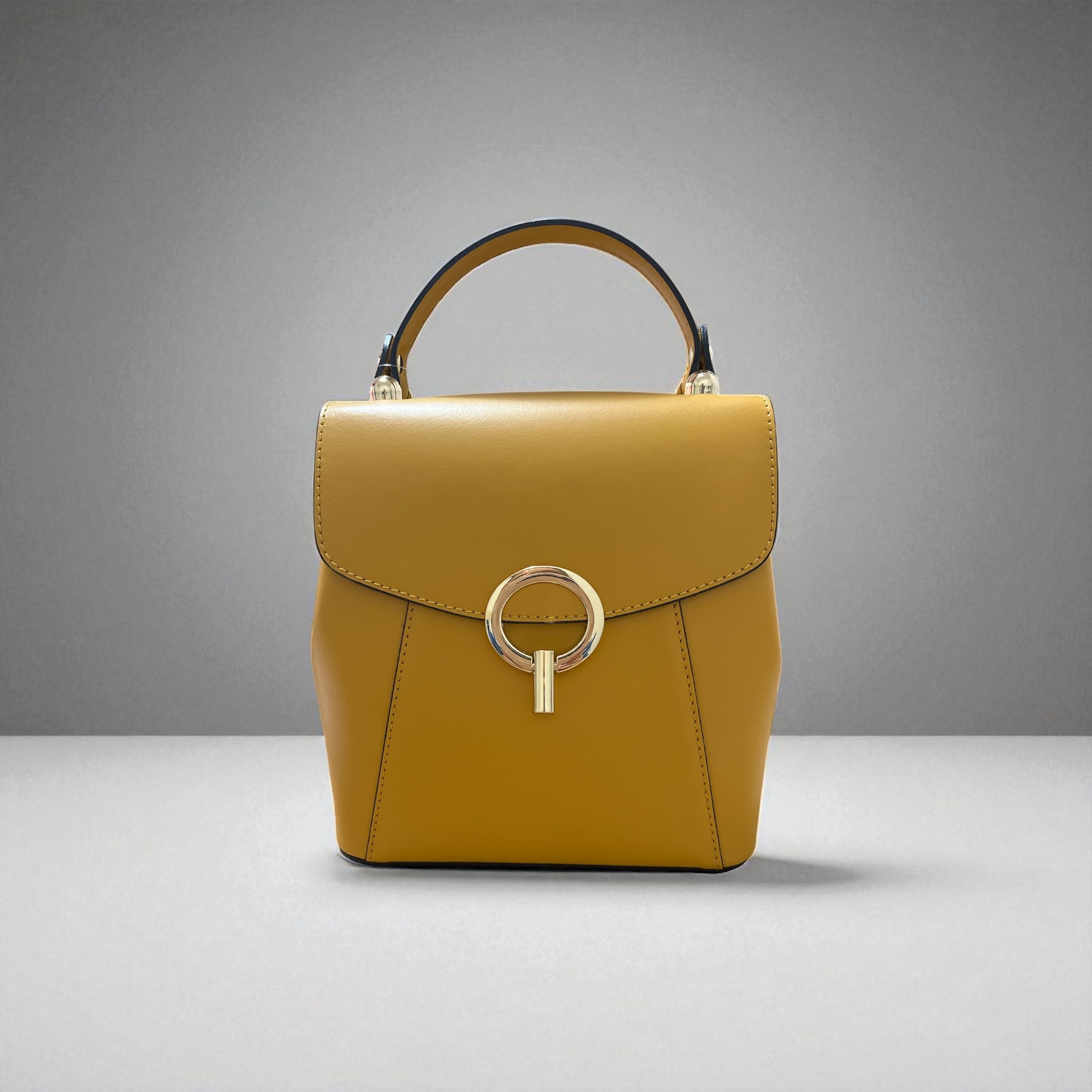 Rucsac piele ANA mustar 029 - imagine 6